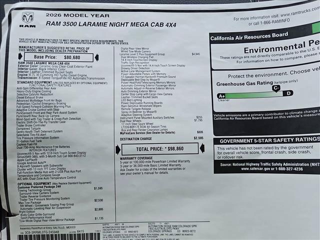 new 2026 Ram 3500 car, priced at $106,197