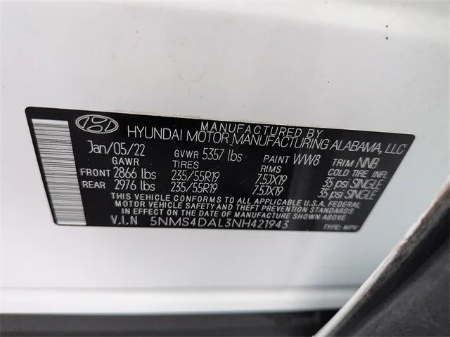 used 2022 Hyundai Santa Fe car, priced at $21,500