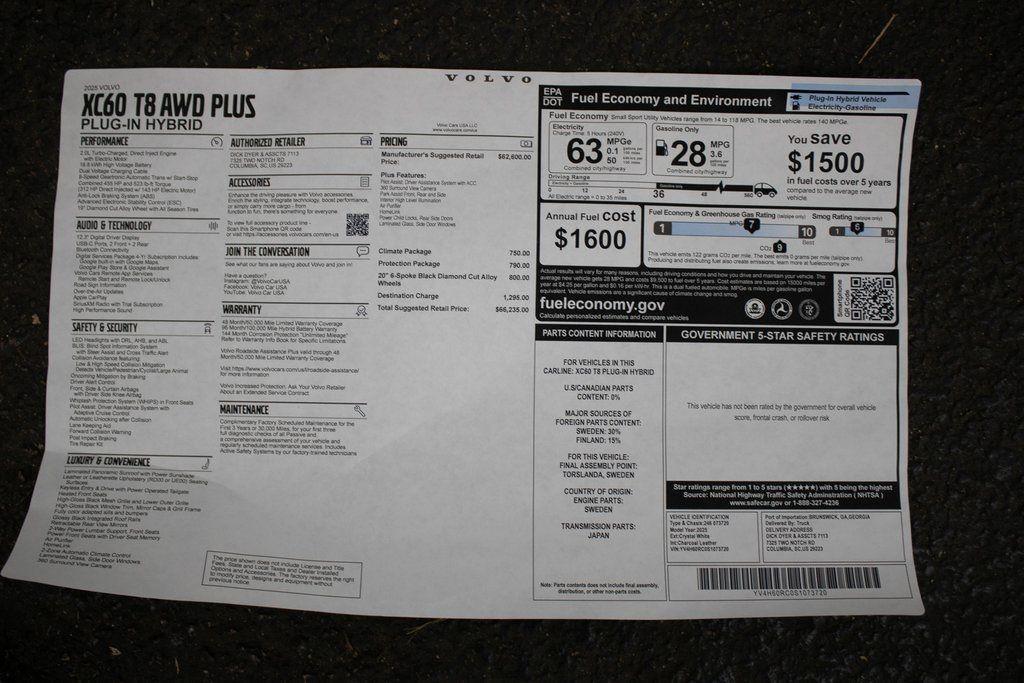 used 2025 Volvo XC60 Plug-In Hybrid car, priced at $49,989