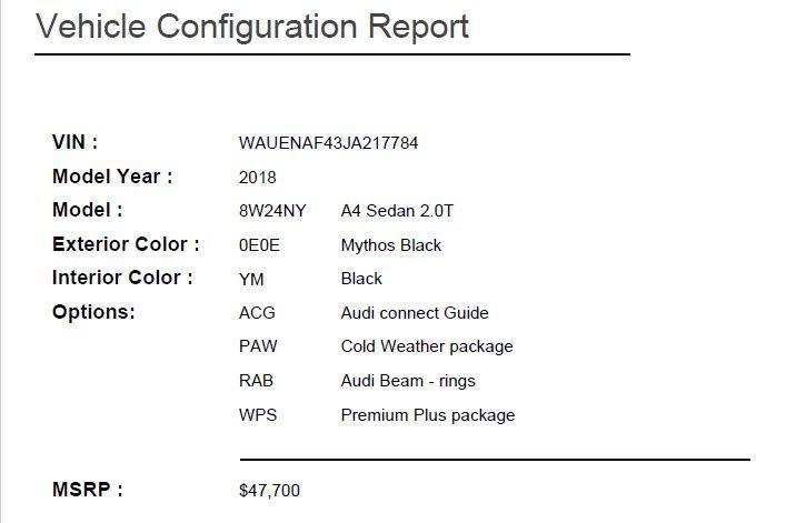 used 2018 Audi A4 car, priced at $14,500