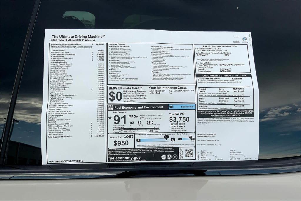 new 2026 BMW iX car, priced at $104,995
