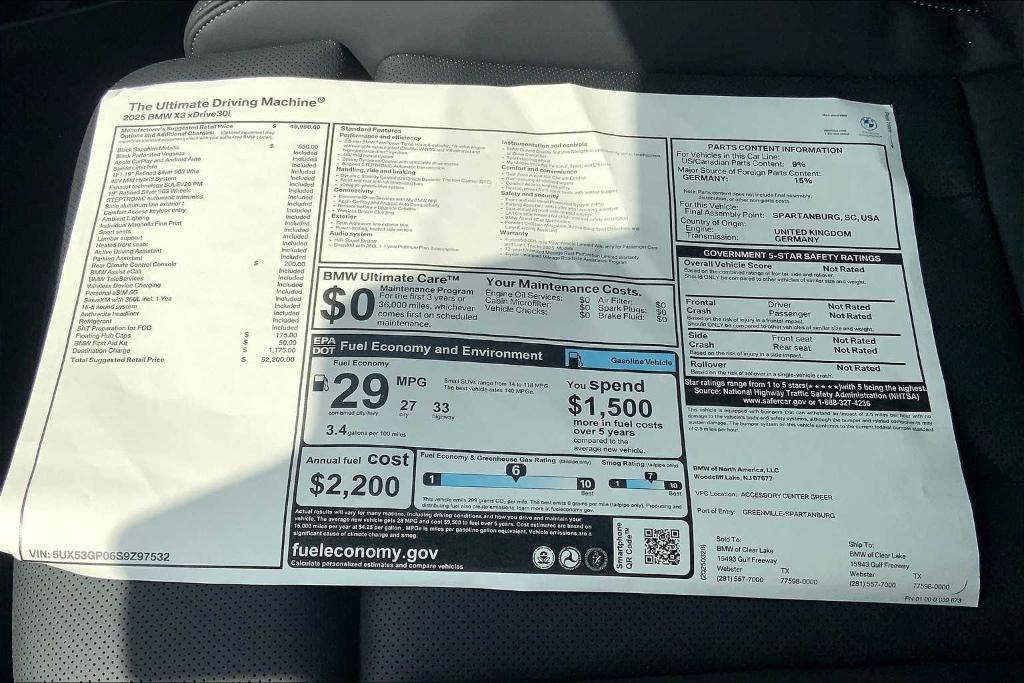 new 2025 BMW X3 car, priced at $44,888