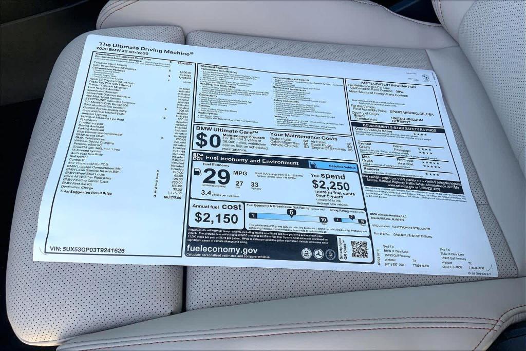 new 2026 BMW X3 car, priced at $56,930