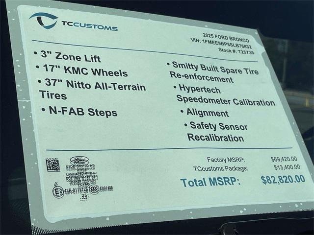 new 2025 Ford Bronco car, priced at $74,835