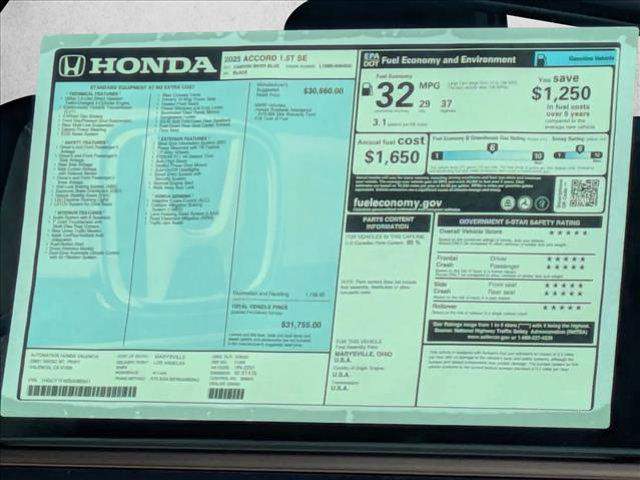 new 2025 Honda Accord car, priced at $32,254