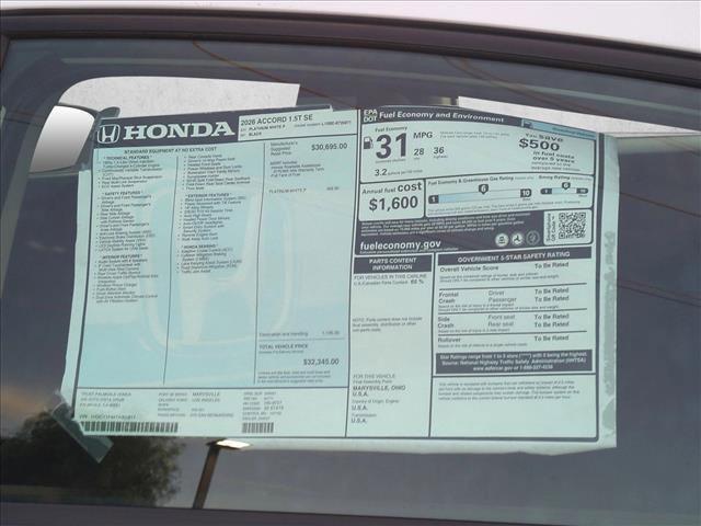 new 2026 Honda Accord car, priced at $32,345