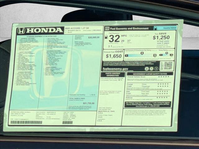 new 2025 Honda Accord car, priced at $32,254