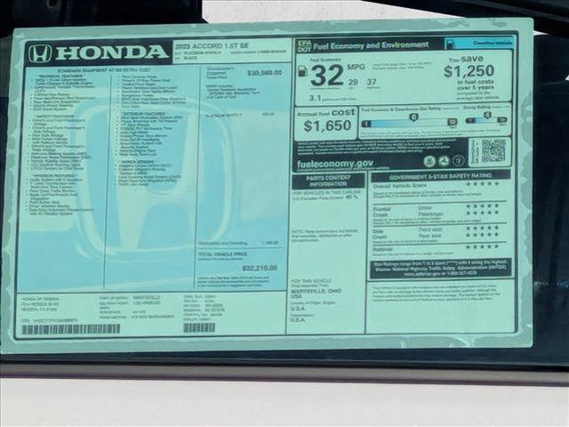 new 2025 Honda Accord car, priced at $32,709