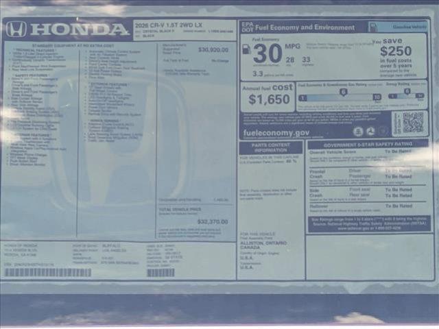 new 2026 Honda CR-V car, priced at $32,869