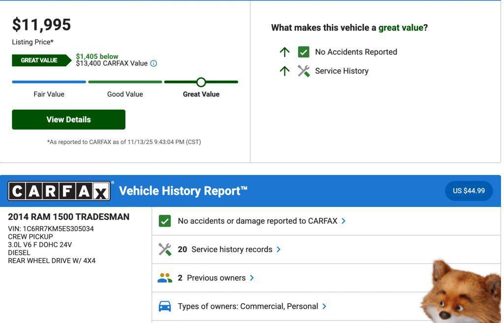 used 2014 Ram 1500 car, priced at $11,495