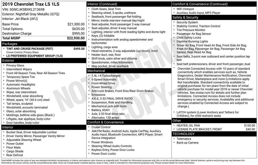 used 2019 Chevrolet Trax car, priced at $10,999