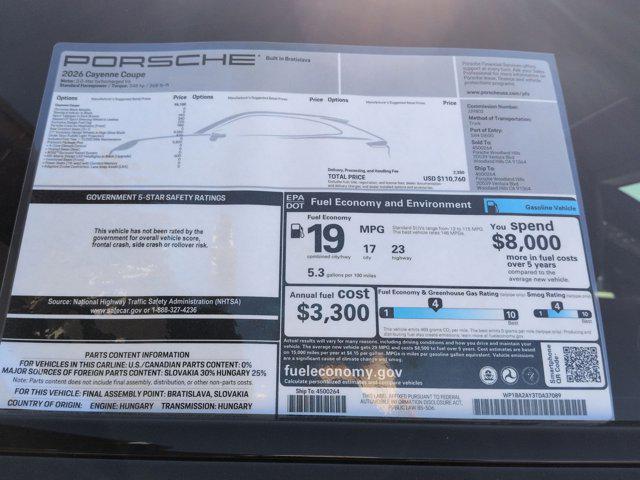 new 2026 Porsche Cayenne car, priced at $109,480