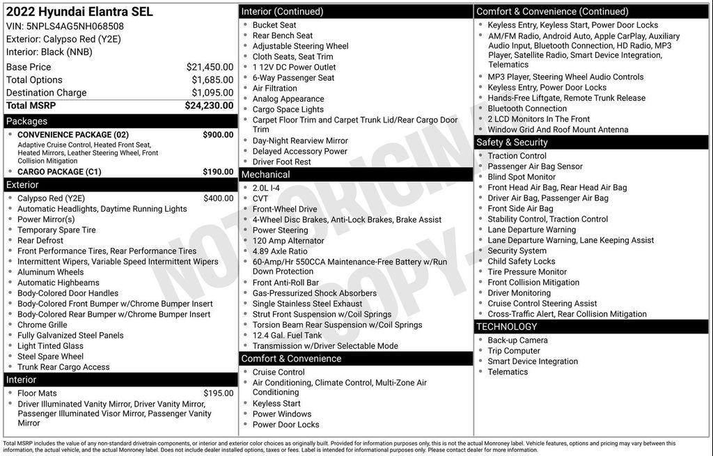 used 2022 Hyundai Elantra car, priced at $14,477
