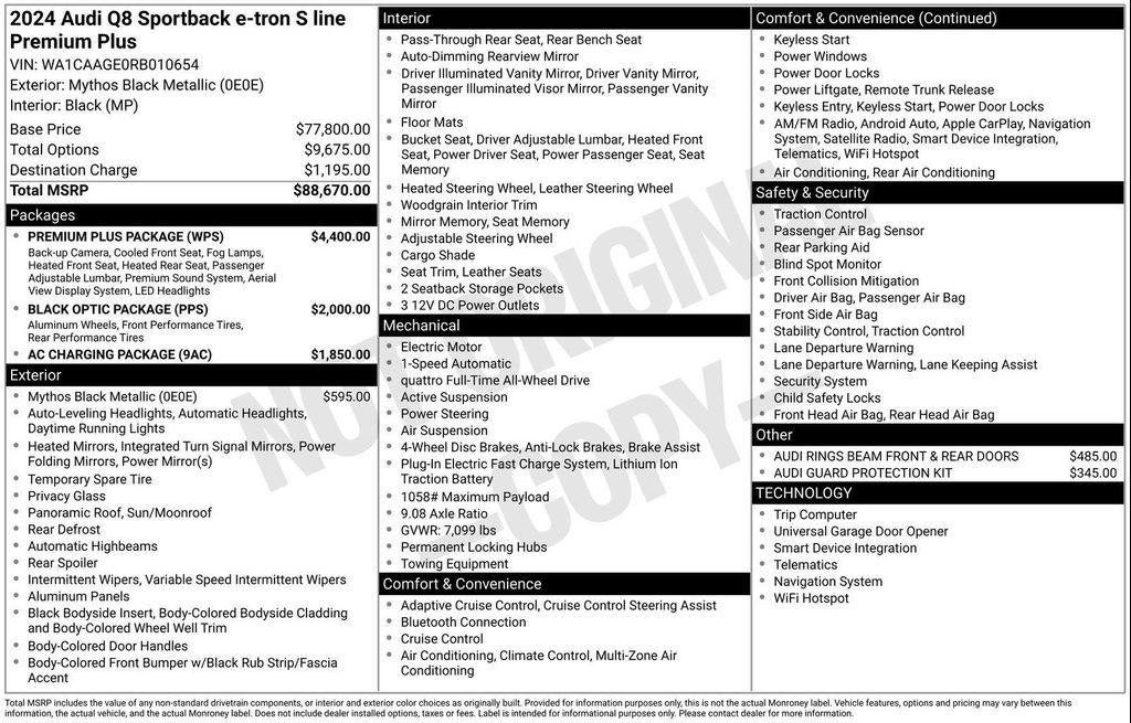 used 2024 Audi Q8 e-tron car, priced at $44,477
