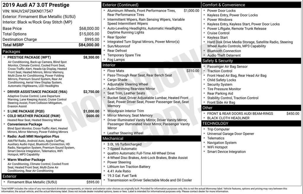 used 2019 Audi A7 car, priced at $26,977