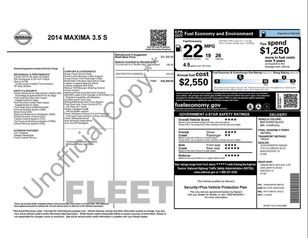 used 2014 Nissan Maxima car, priced at $8,827