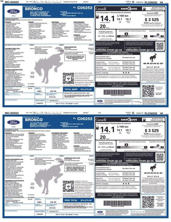 used 2023 Ford Bronco car, priced at $42,977