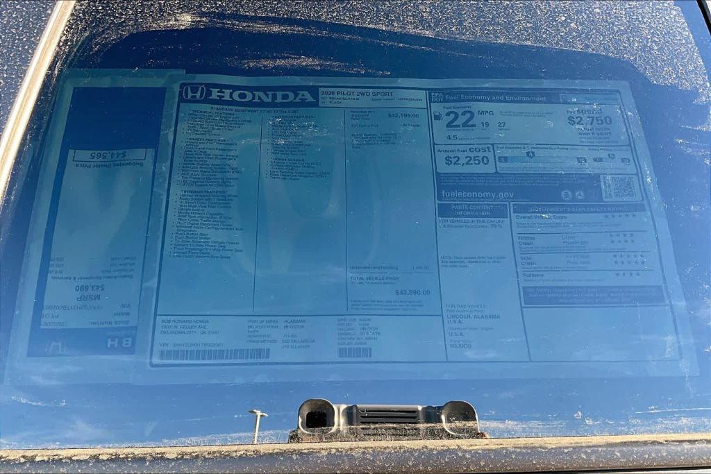 new 2026 Honda Pilot car, priced at $43,065