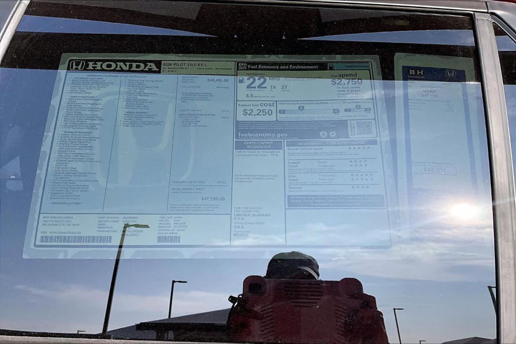 new 2026 Honda Pilot car, priced at $45,570