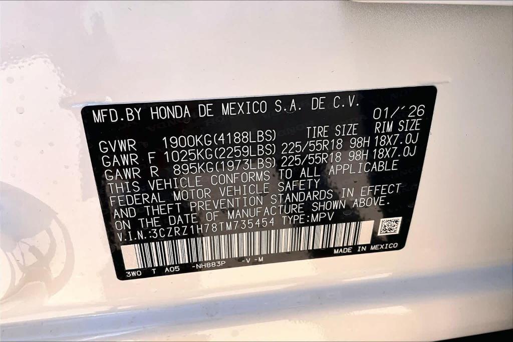 new 2026 Honda HR-V car, priced at $31,930