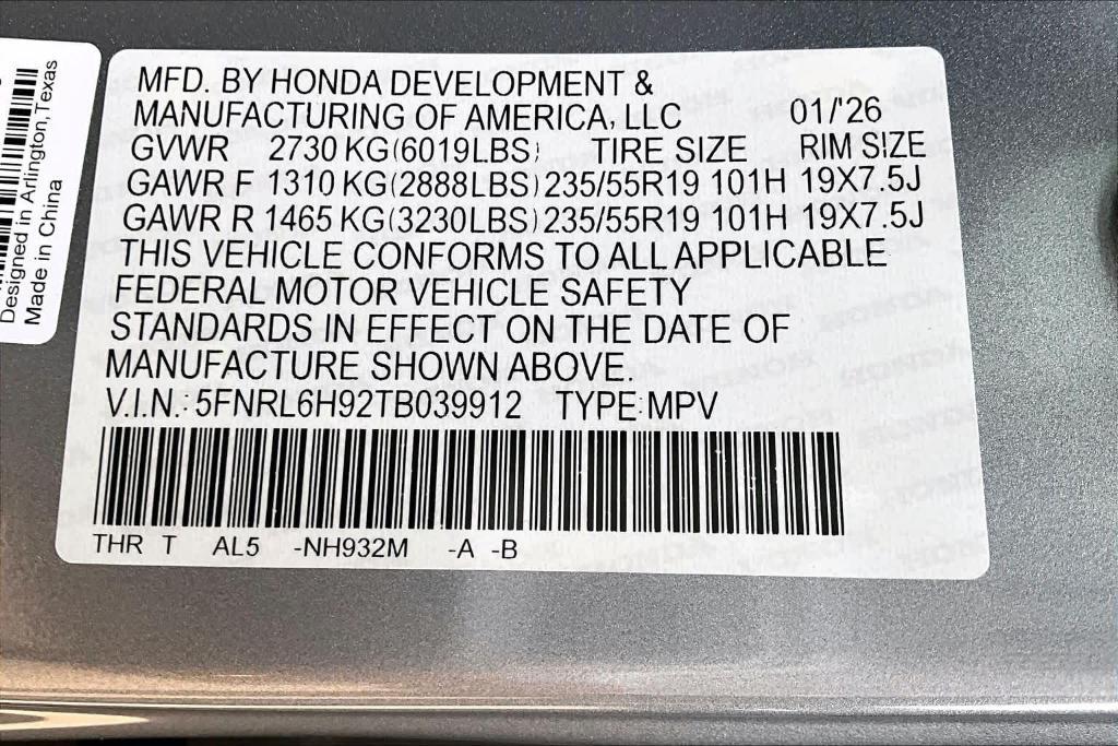 new 2026 Honda Odyssey car, priced at $51,065