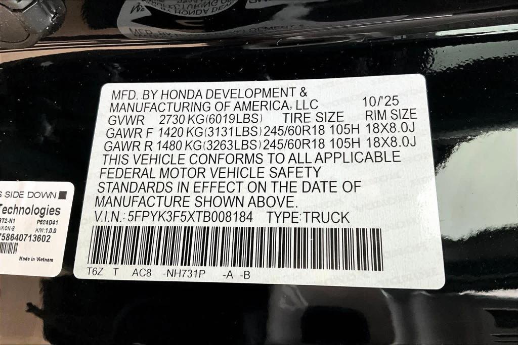 new 2026 Honda Ridgeline car, priced at $43,265