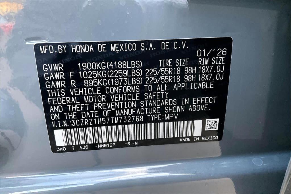 new 2026 Honda HR-V car, priced at $30,080