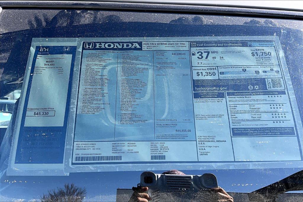 new 2026 Honda CR-V Hybrid car, priced at $42,580