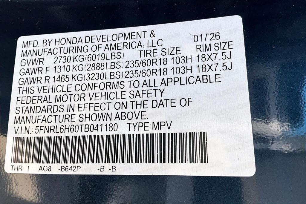 new 2026 Honda Odyssey car, priced at $43,625