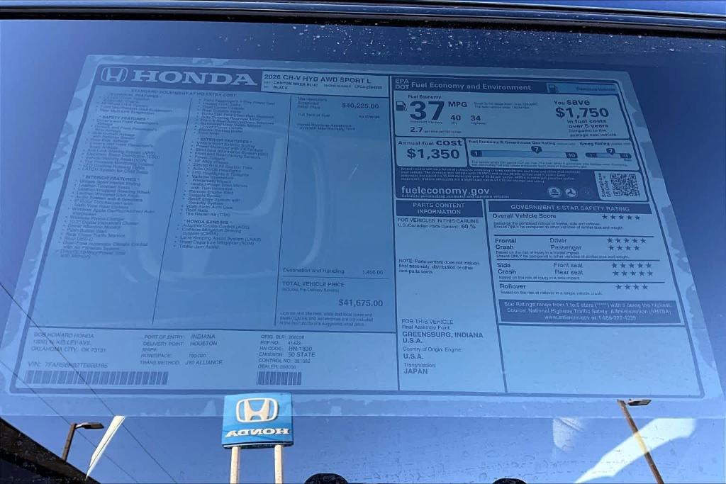 new 2026 Honda CR-V Hybrid car, priced at $41,050