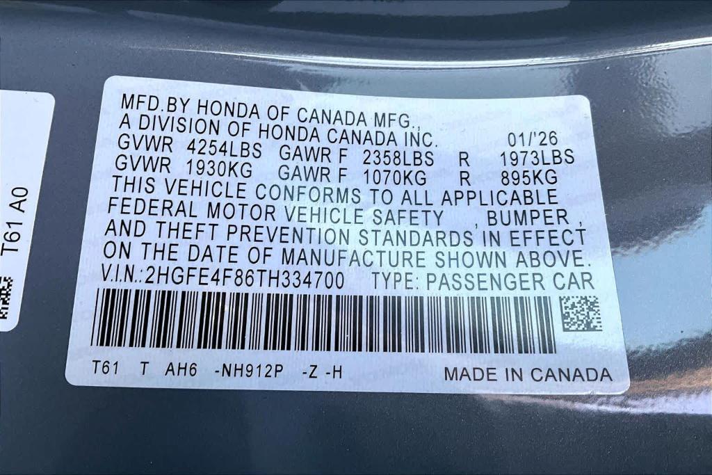 new 2026 Honda Civic Hybrid car, priced at $30,820