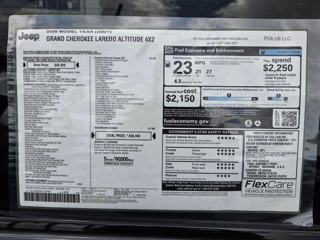 new 2026 Jeep Grand Cherokee car, priced at $39,058