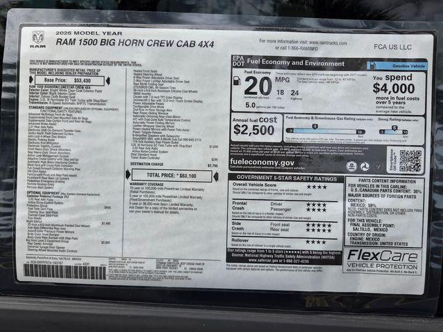 new 2026 Ram 1500 car, priced at $53,609