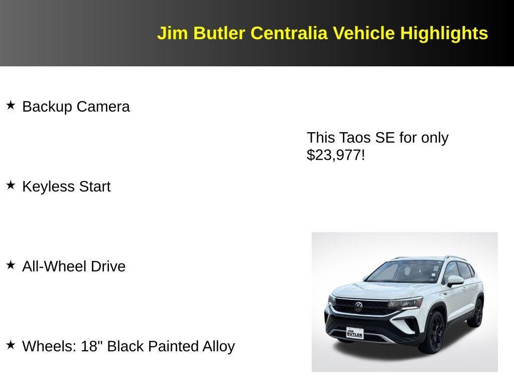 used 2023 Volkswagen Taos car, priced at $23,977