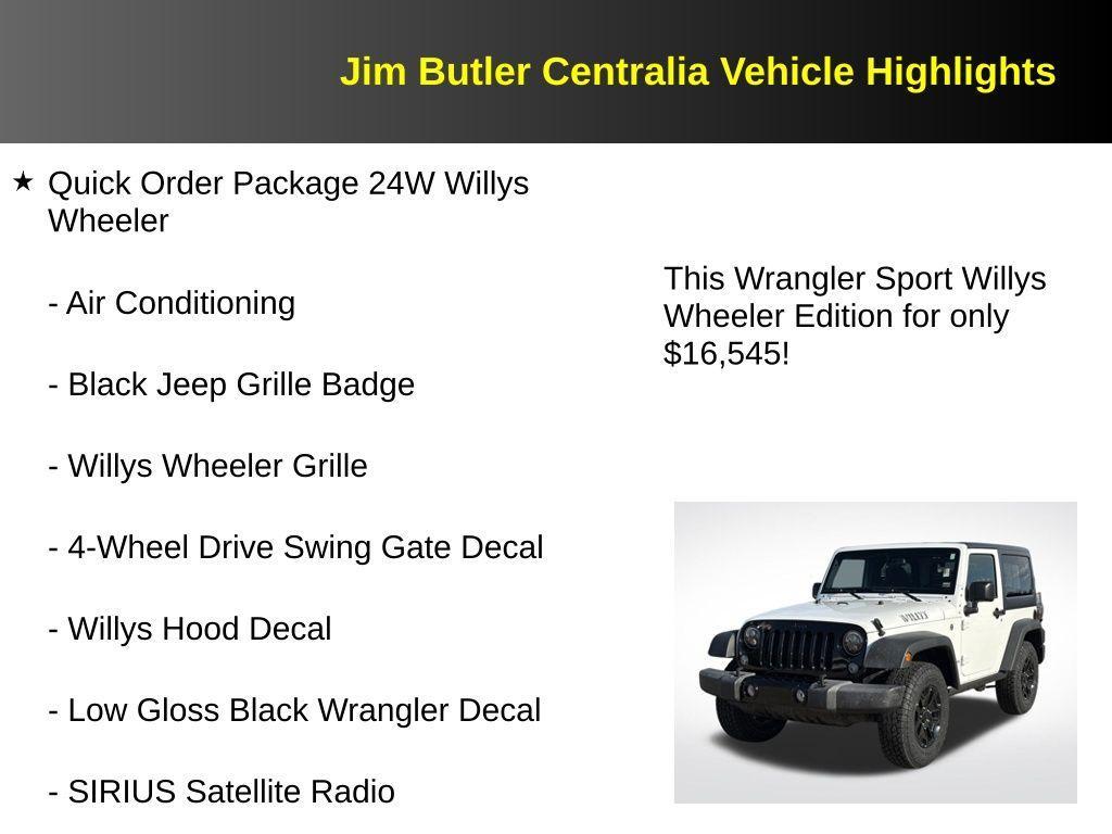 used 2016 Jeep Wrangler car, priced at $16,545