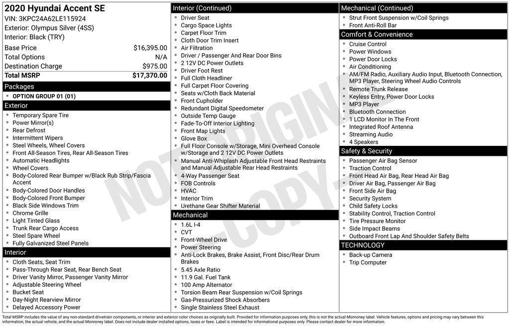 used 2020 Hyundai Accent car, priced at $8,981