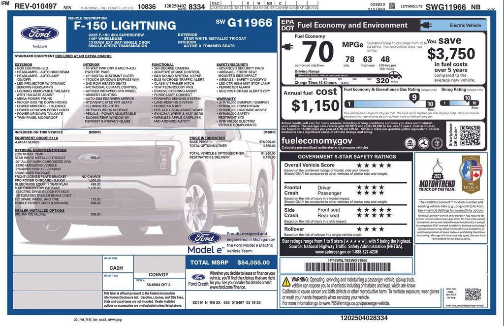 new 2025 Ford F-150 Lightning car, priced at $79,228