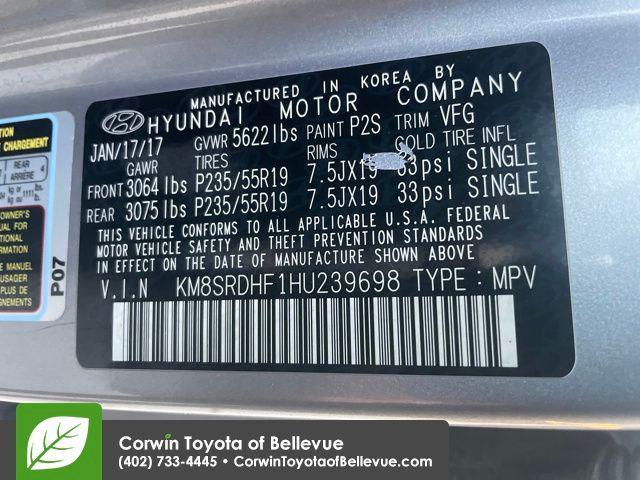 used 2017 Hyundai Santa Fe car, priced at $9,000