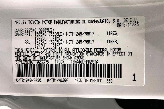 new 2026 Toyota Tacoma car, priced at $39,264