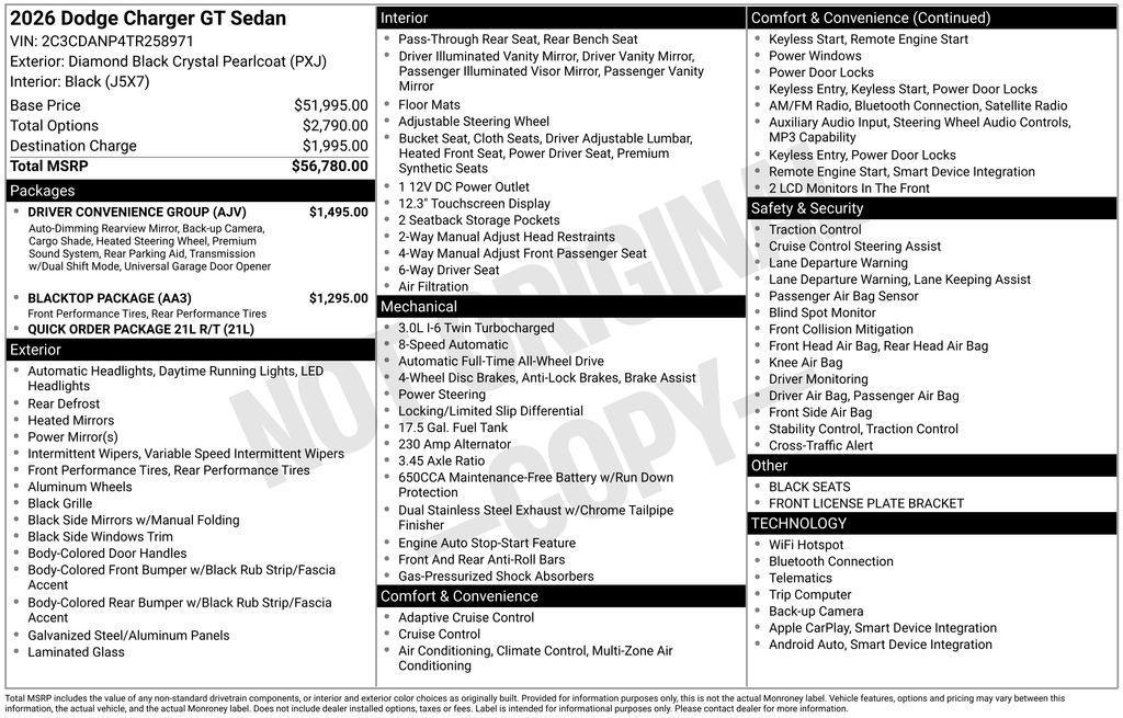 new 2026 Dodge Charger car, priced at $49,966