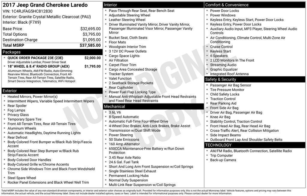 used 2017 Jeep Grand Cherokee car, priced at $13,381