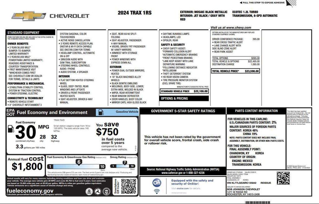 used 2024 Chevrolet Trax car, priced at $22,498