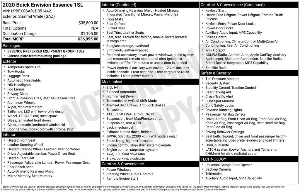 used 2020 Buick Envision car, priced at $17,991