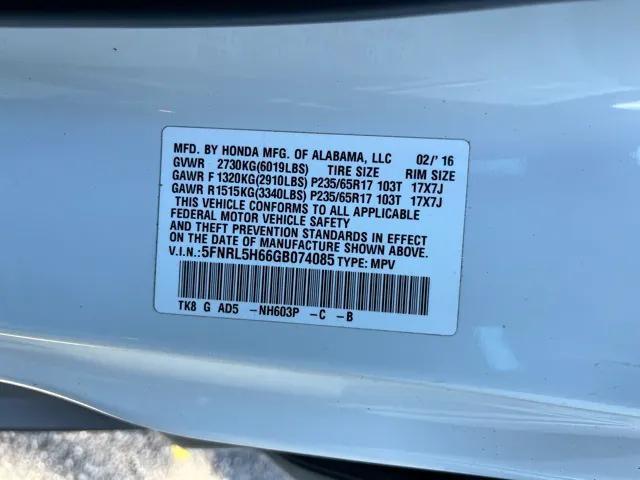 used 2016 Honda Odyssey car, priced at $15,800