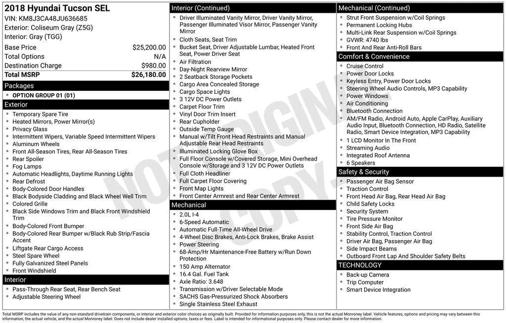 used 2018 Hyundai Tucson car, priced at $12,399