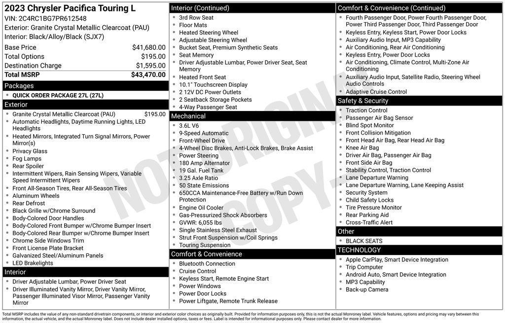 used 2023 Chrysler Pacifica car, priced at $25,793