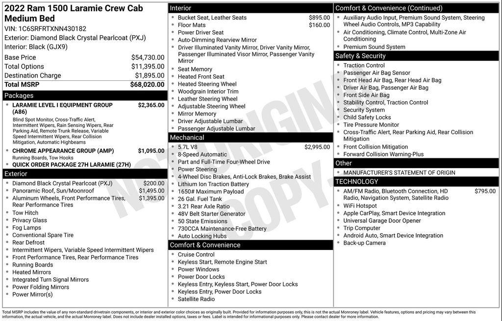 used 2022 Ram 1500 car, priced at $43,177