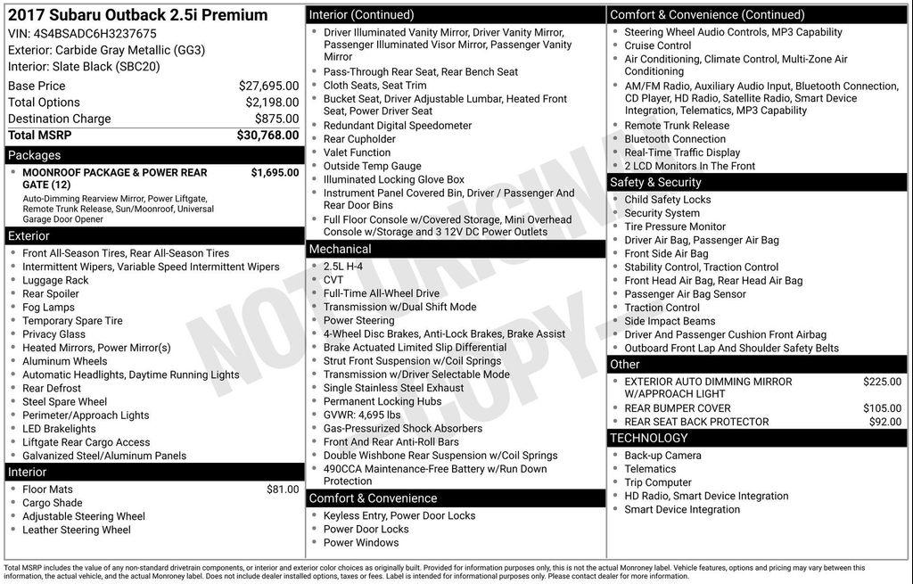 used 2017 Subaru Outback car, priced at $12,477