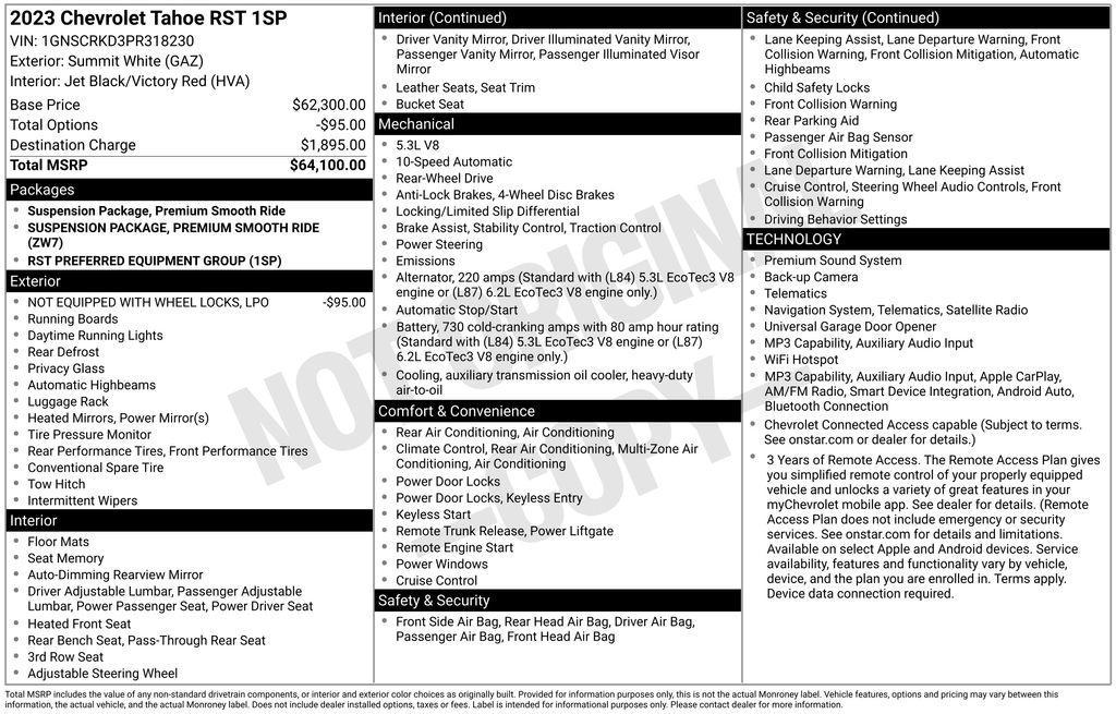 used 2023 Chevrolet Tahoe car, priced at $53,987