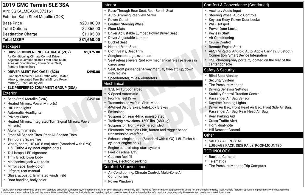 used 2019 GMC Terrain car, priced at $17,471